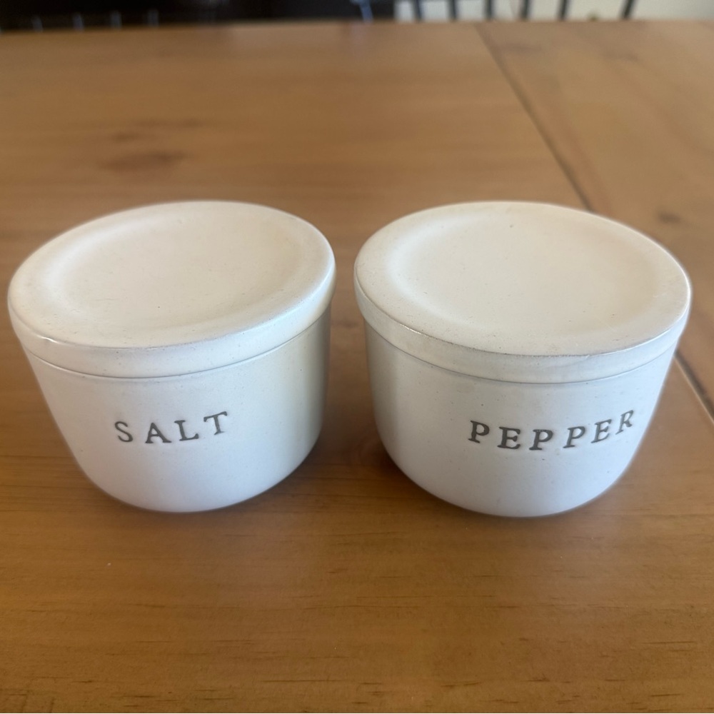 White Salt and Pepper Ceramic Containers